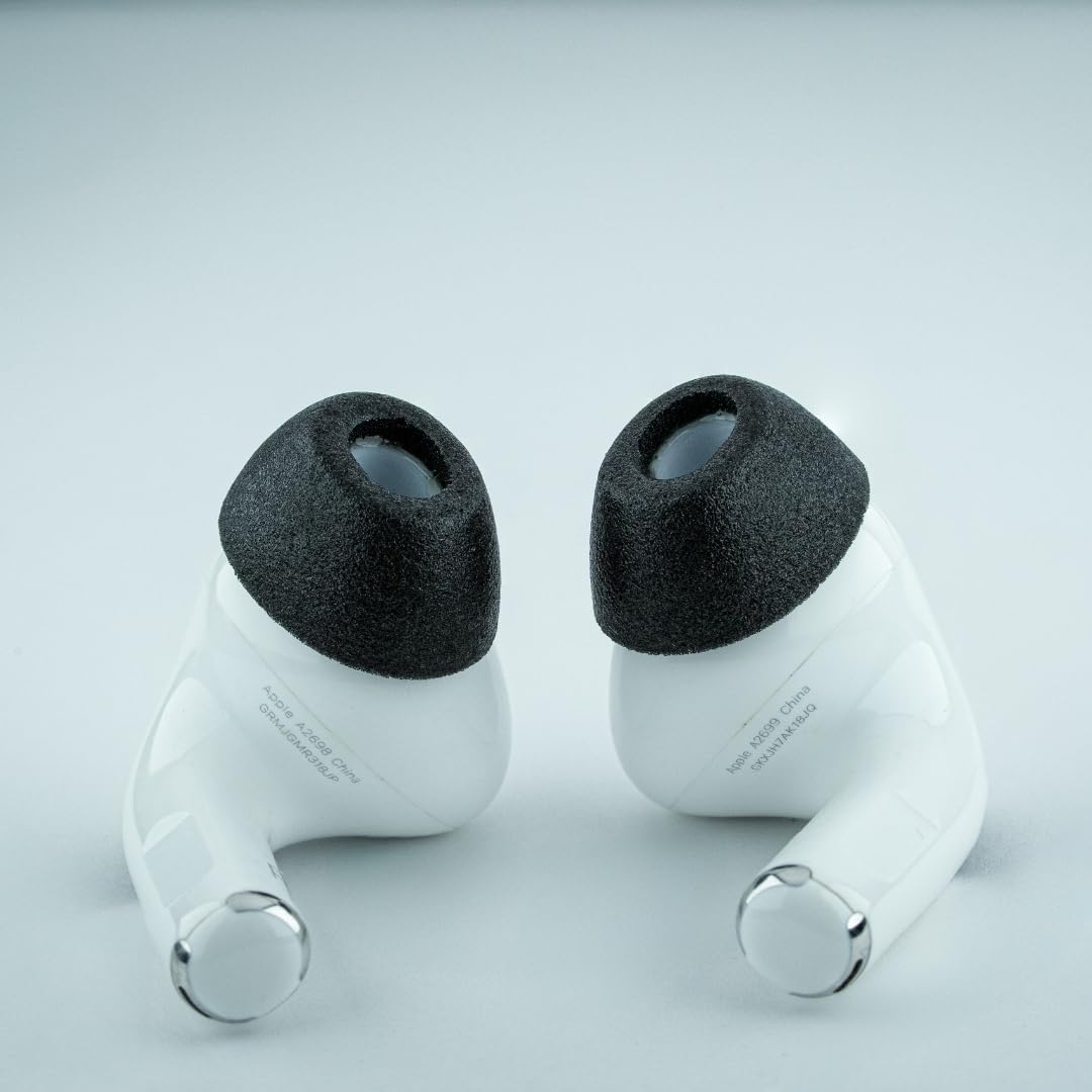 Comply TrueGrip MAX | Premium Memory Foam Replacement Earbud Tips for Apple AirPods Pro 1 & 2 | Long Lasting Comfort, Extreme Durability, Secure Fit, Superior Noise Isolation| Black (Medium) (1 Pair)