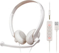 USB Headset with Microphone for PC - Wired Computer Headphones with Noise Cancelling Microphone for Home Office Online Class Skype Zoom Meetings