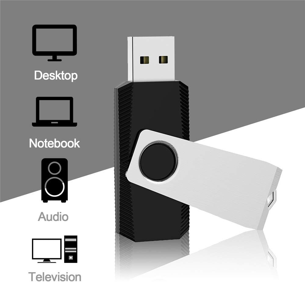 KEXIN 4GB USB Flash Drive 50 Pack - Thumb Drive Bulk Memory Stick Pen Drives With Swivel Design, USB 2.0, Black