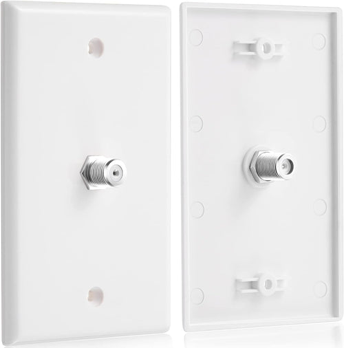 1-Port TV Cable Wall Plate F Connector Wall Plate Coax Wall Plate Video Wall Jack Single Gang Wall Plates (White, 16 Pcs)
