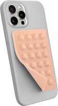 Suction Phone Case Mount, Sillicon Adhesive Phone Accessory for iPhone and Android, Hands-Free Fidget Toy Mirror Shower Phone Holder, Tiktok Videos and Selfies (Beige)