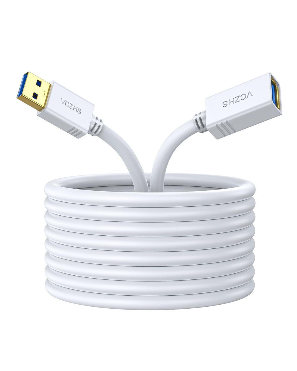 VCZHS Tech USB Extension Cable White 3.3ft, USB 3.0 Extender for High-Speed Data Transfer & Fast Charging, Durable & Flexible for Mouse, Keyboard, Printer, Flash Drive, Webcam, and More