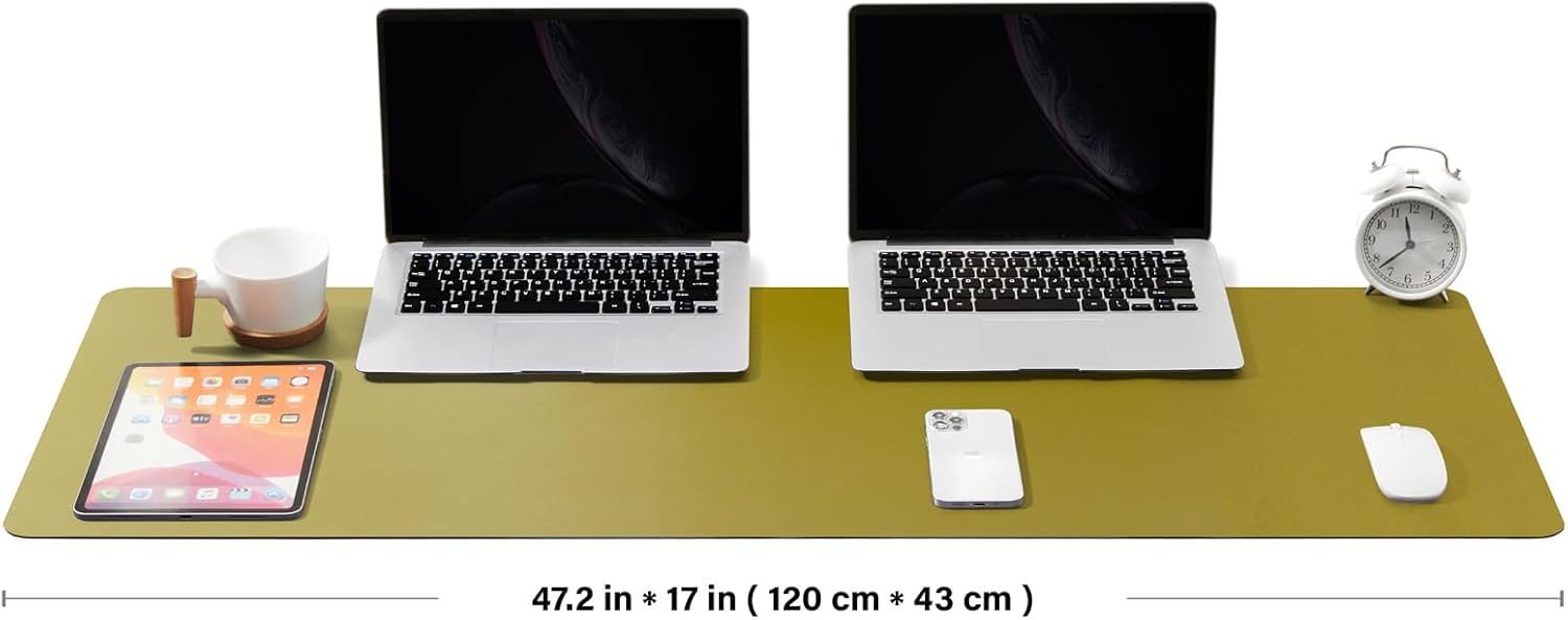 Large Cork Desk Mat - 47.2"x 17" Desk Pad for Office and Home - Ideal for Large Mouse Pad and Desk Mats on Top of Desks(Olive Green)