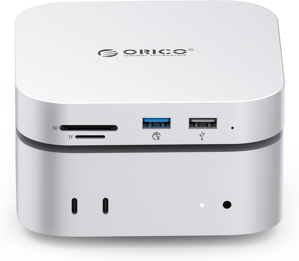ORICO MiniMate SE Mac mini M4 2TB Storage & Docking Station, External SATA SSD (Non-Removable) 5Gbps(480MB/s), USB A*4, USB-C, SD/TF 3.0, 3.5mm Audio, Includes 2 Cables – M4SE