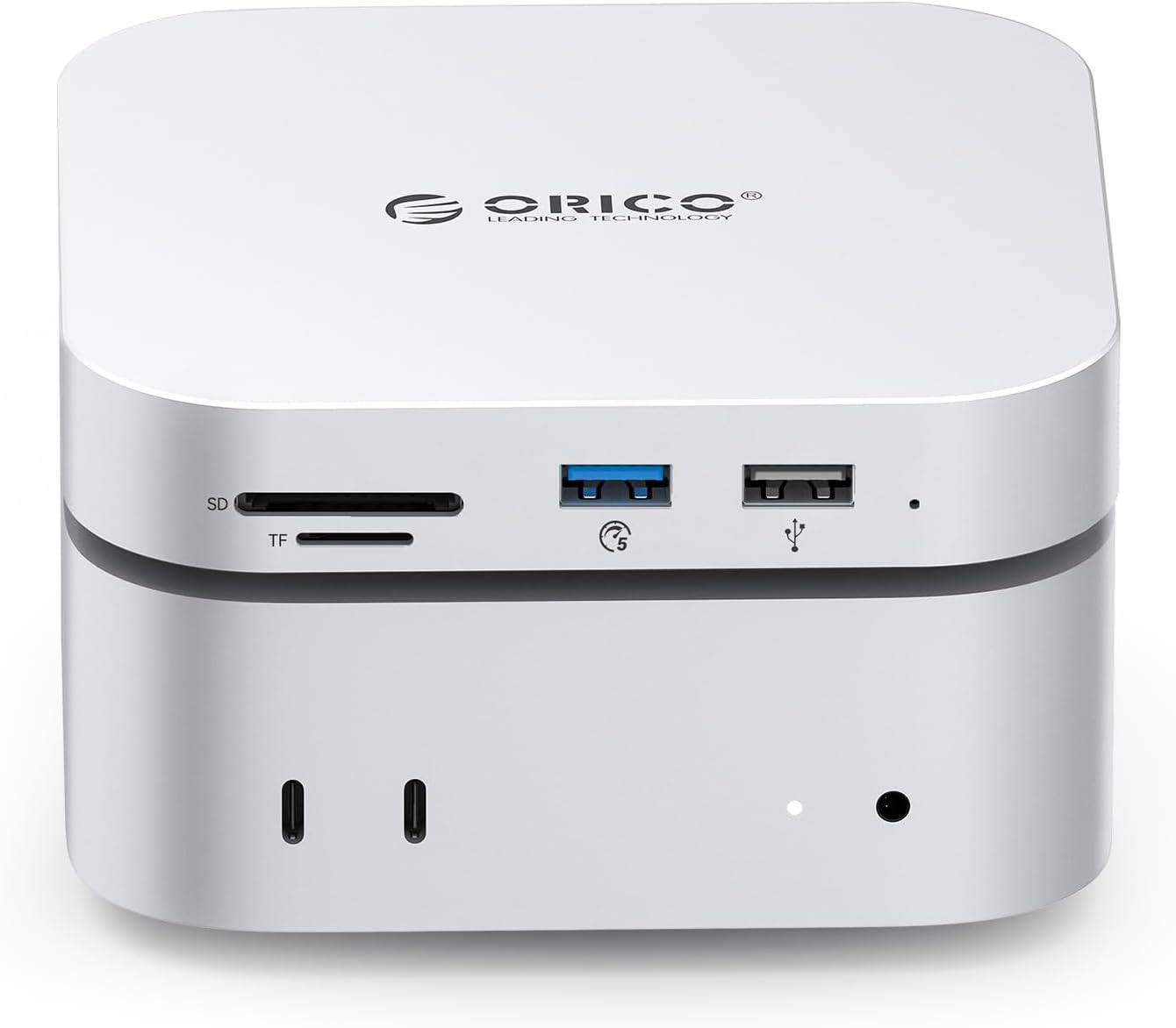 ORICO MiniMate SE Mac mini M4 2TB Storage & Docking Station, External SATA SSD (Non-Removable) 5Gbps(480MB/s), USB A*4, USB-C, SD/TF 3.0, 3.5mm Audio, Includes 2 Cables – M4SE