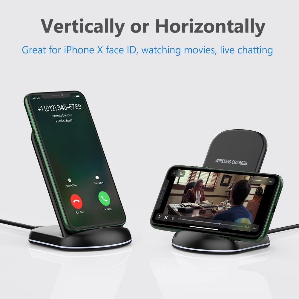 Yootech Wireless Charger,10W Max Wireless Charging Stand, Compatible with iPhone 17/17 Pro/17 Pro Max/Air/16e/16/16 Plus/16 Pro Max/15/14/13/SE 2022/12/11/X/8, Galaxy S25/S24/S23/S22(No AC Adapter)