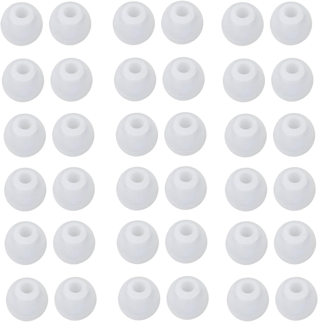 36 Pieces Large Earbud Tips Soft and Comfortable Ear Bud Replacement Pieces Silicone Fit Most in-Ear Headphones，Inner Hole 3.8mm -5.5mm，Large Clear White Replacement Earbuds Silicone Tips