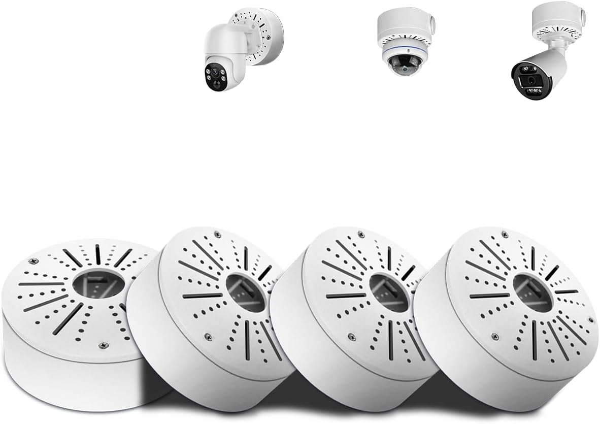 WEILAILIFE 【Compatible Almost All Cameras Type】 Security Camera Junction Box, Universial Camera Junction Box Mount Bracket, Outdoor Security Camera Mount, CCTV Metal Junction Box(4 Pack)