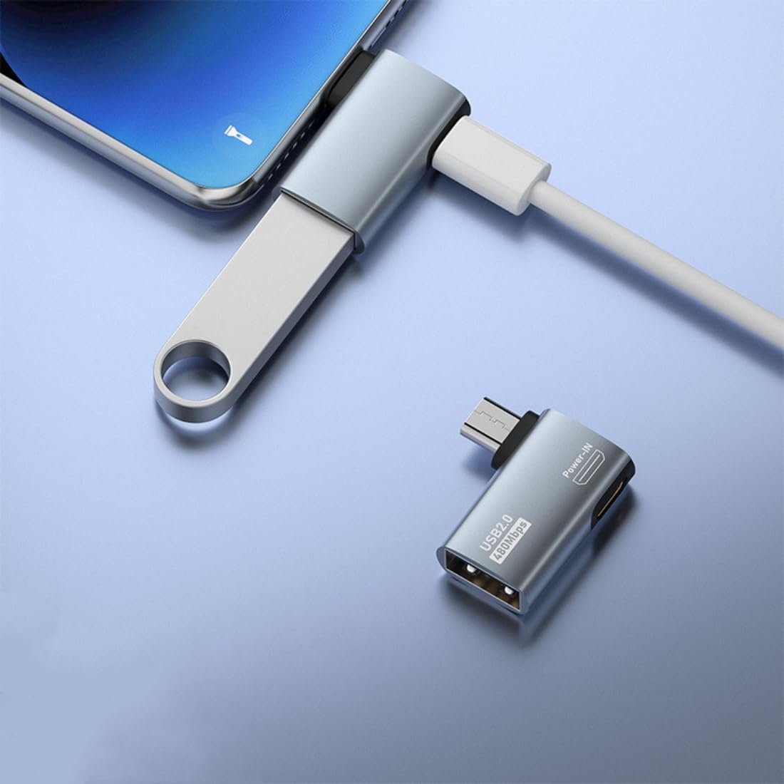 Powered Left Angle USB 2.0 Micro Male to USB Female Host OTG Adapter for Samsung, Firestick，PS Classic，SNES Mini,NES/SNES Classic,Chromecast and More Smartphone or Tablet (2 Pack)