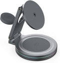 Foldable 360º Rotatable Zinc Alloy 3-in-1 Magnetic Wireless Charger,3 in 1 Charging Station,Charging Stand,15W for iPhone 12-16,5W for Apple Watches, AirPods (Adapter Included) (Gray)