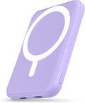 podoru for Magsafe Battery Pack, 5000mAh Magnetic Power Bank with Type-C Cable 20W PD Fast Charging Lighting Input Wireless Portable Charger for iPhone iPhone 16/15/14/13/12/ All Series-Purple