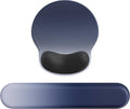 Ergonomic Mouse Pad Wrist Support Set, Memory Foam Keyboard Wrist Rest Set, Keyboard Pad, Non-Slip Base Mousepad（Gradient Blue Black Set）