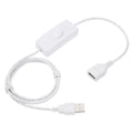 MECCANIXITY USB Extension Cable with ON/Off Toggle Switch 1m USB Male to Female Extension Cord for Desk Lamp Fan LED Light Strip White Pack of 1