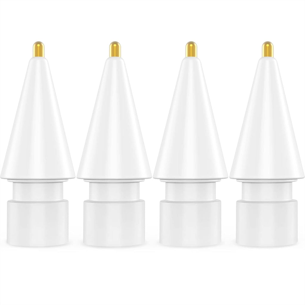 NIUTRENDZ 4 Pack Replacement Tips for Apple Pencil 2nd Generation and 1st Generation Fine Point Metal Tip, Wear-Resistant & Precise Control (1.95mm, White)