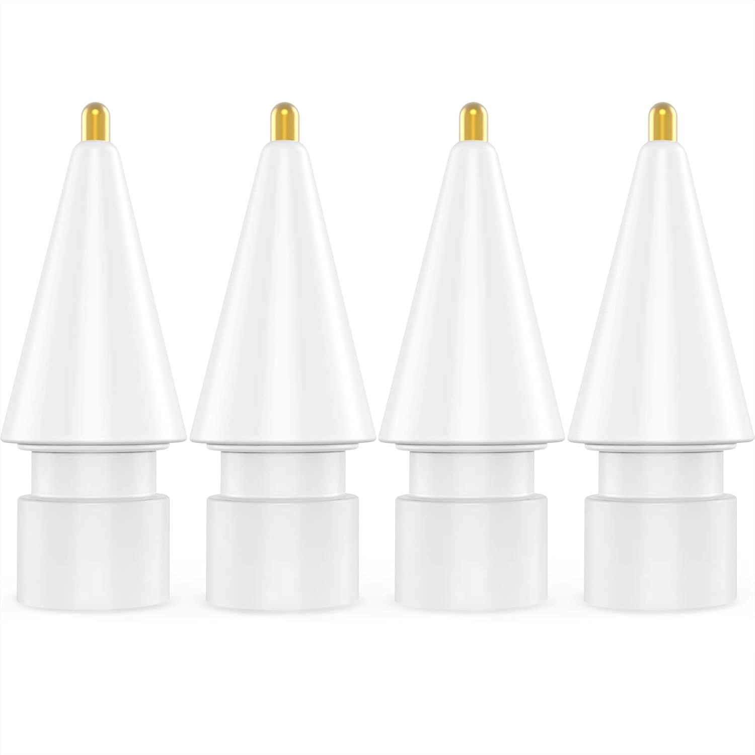 NIUTRENDZ 4 Pack Replacement Tips for Apple Pencil 2nd Generation and 1st Generation Fine Point Metal Tip, Wear-Resistant & Precise Control (1.95mm, White)