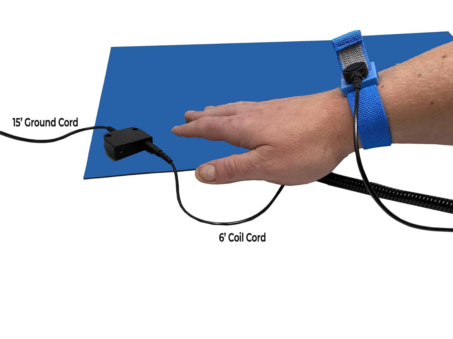 RubberStat Dual Layer ESD Compliant Workstation Rubber Table Mat Kit, Soldering, Cell Phone Repair, with Wrist Strap Set and Ground Cord - 30"x16" Royal Blue