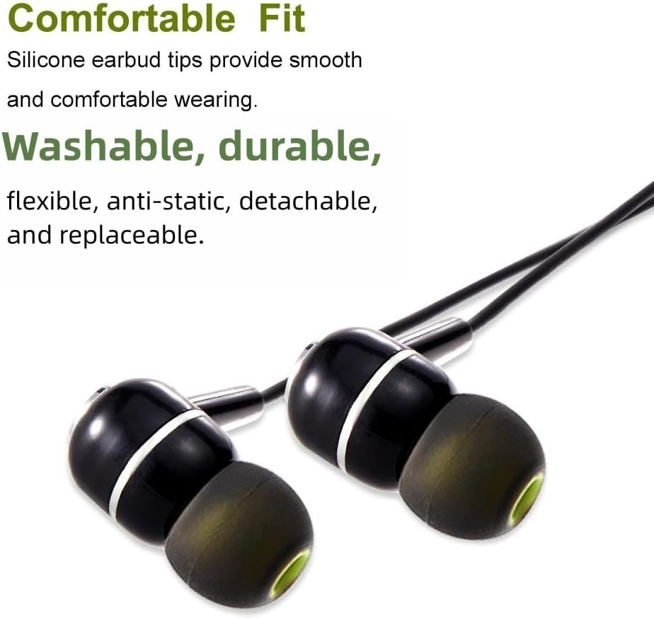Earbud Tips Soft Silicone Earbuds Replacement Tips Fit for in-Ear Headphones(inner hole from 3.8mm - 4.2mm earphones) 9 Pairs S/M/L,Black/Green