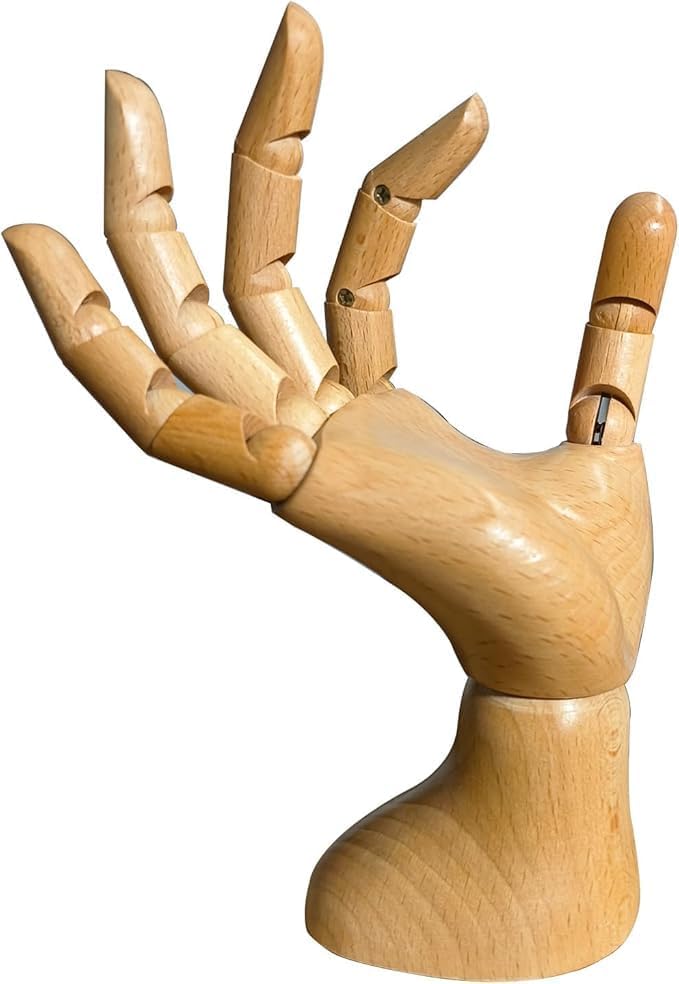 Mannequin,Mannequin Hand,Hand Model,Hand Mannequin for Nails,Drawing Mannequin Wooden Hand,Wooden Mannequin,Wood Hand,Hand Model for Drawing,Male Hand of Right.