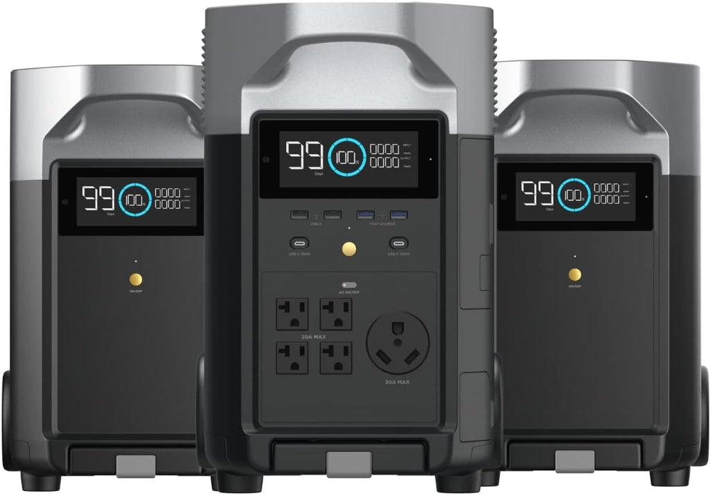 EF ECOFLOW 10.8kWh Portable Power Station: DELTA Pro with 2 Extra Battery, 120V Lifepo4 Battery Backup with Expandable Capacity, Solar Generator for Home Use, Power Outage, Camping, RV, Emergencies