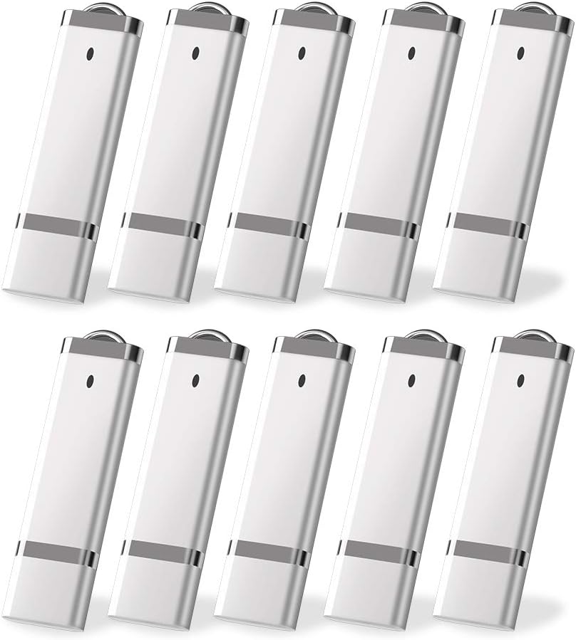 KEXIN 16 GB Flash Drive 10 Pack 16GB Thumb Drive Multipack Silver Jump Drives
