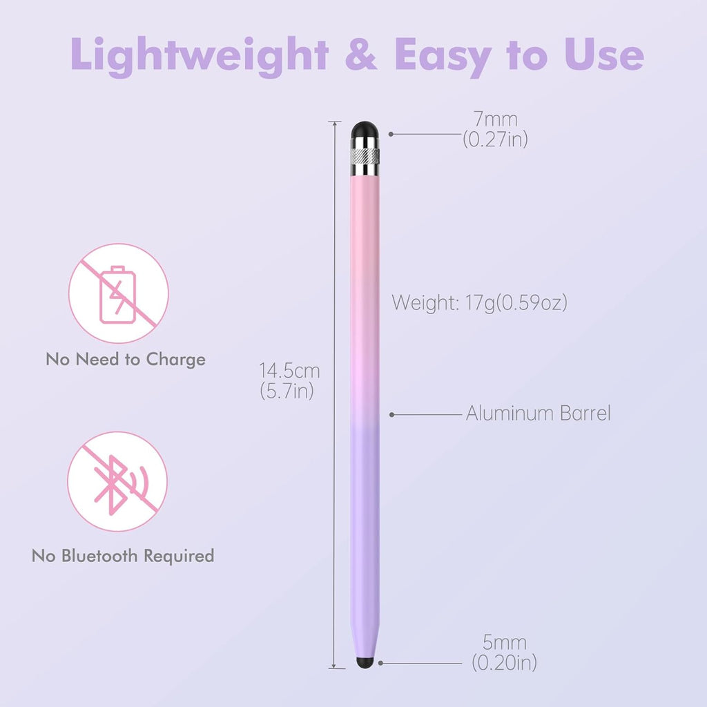 5Pcs Stylus Pens, 2 in 1 Stylus Pen for Touchscreen High Sensitivity Capacitive Stylus for iPad, iPhone, Android Samsung Tablets Skylight Calendar All Universal Touchscreen Devices with 10 Rubber Tips