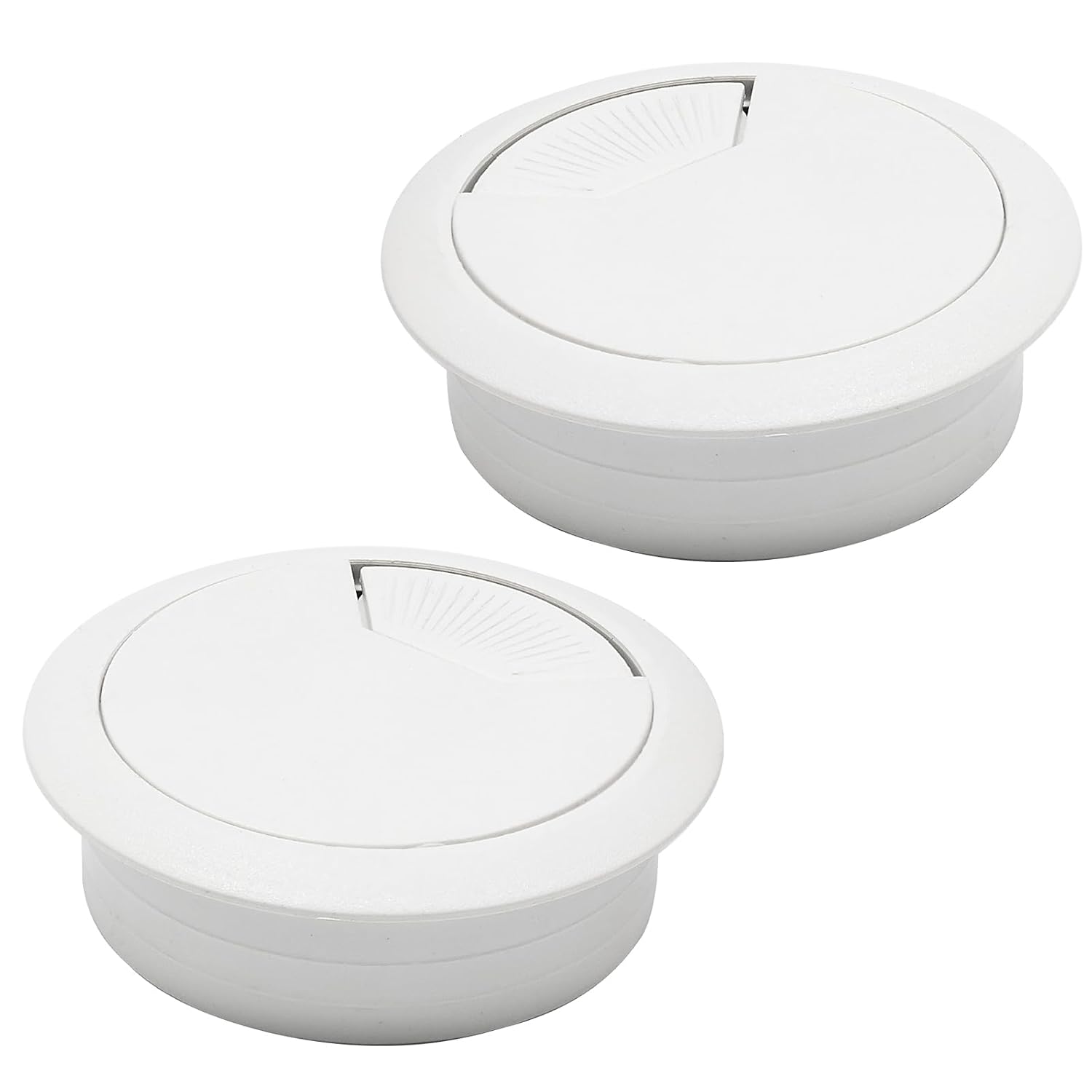 Desk Grommet 2-1/16" (53 mm), Desk Cord Hole Cover, Cable Grommet ABS Plastic, Desk Hole Grommet for Office and Home Table Cable, Detachable Adjustable Cable Cord Organizer (White 2 Pcs)