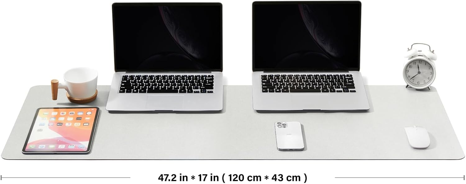 Large Cork Desk Mat - 47.2"x 17" Desk Pad for Office and Home - Ideal for Large Mouse Pad and Desk Mats on Top of Desks(White)