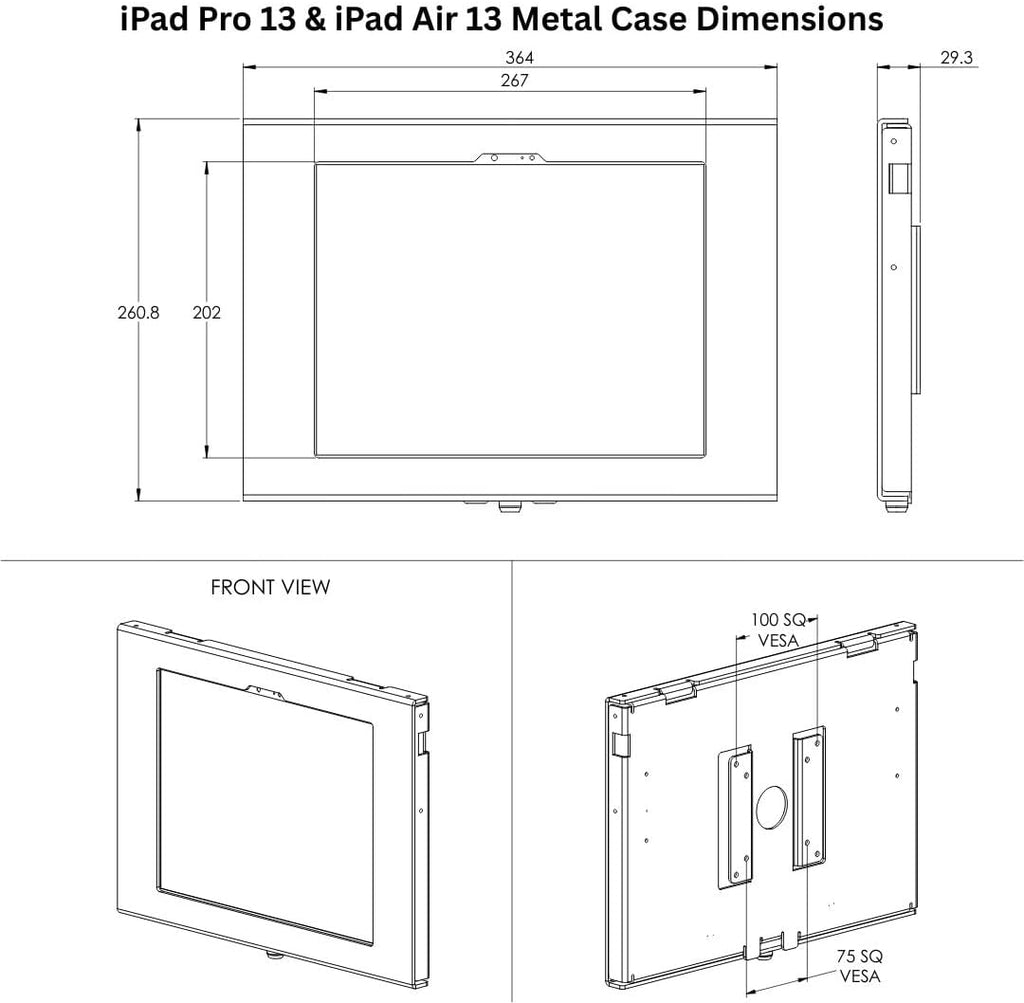 TABcare Locking Security Metal Case for Apple iPad Air 13" 2024 6th gen. for Kiosk, POS, Store, Show Display (White, iPad Air 13 2024)