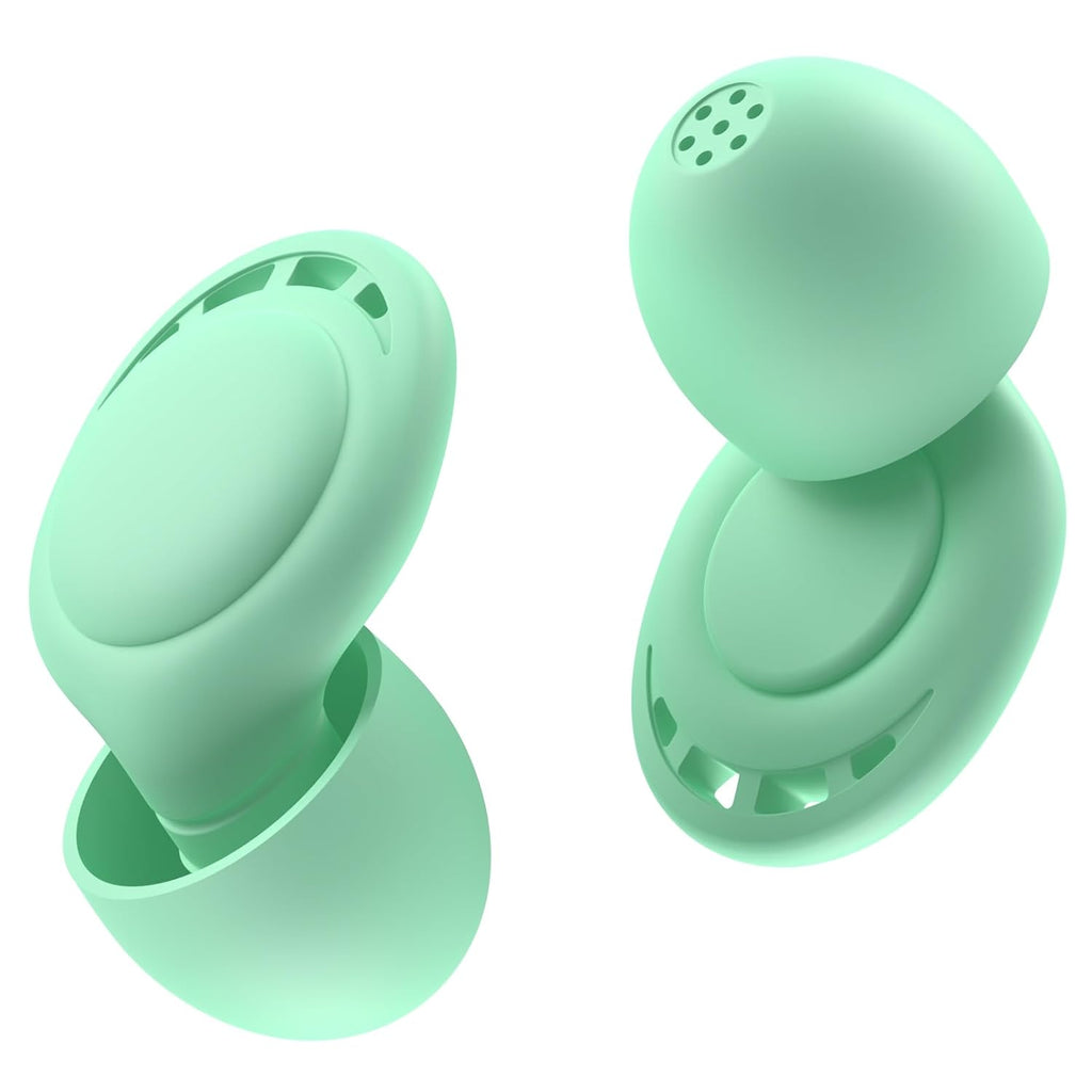 Ear Plugs for Sleeping Noise Reduction, Beinkap Reusable Earplugs Hearing Protection for Focus, Study, Work – 6 Pair Eartips in S/M/L – Flexible Silicone Soft – 35dB Noise Cancelling - Green