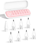 8-Pack Carbon Fiber Replacement Tips for Apple Pencil Pro/2nd/1st Gen/USB-C, Upgraded Nibs for Bare Screen & Tempered Glass with Storage Case - Pink