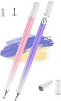 Stylus Pens for Touch Screens(2PCS), Luntak High Precision Magnetic Disc Universal Stylus Pen for iPad, 2 in 1 iPad Pencil Compatible with iPhone/Pad/Android and Most Touch Screen(Pink/Purple)