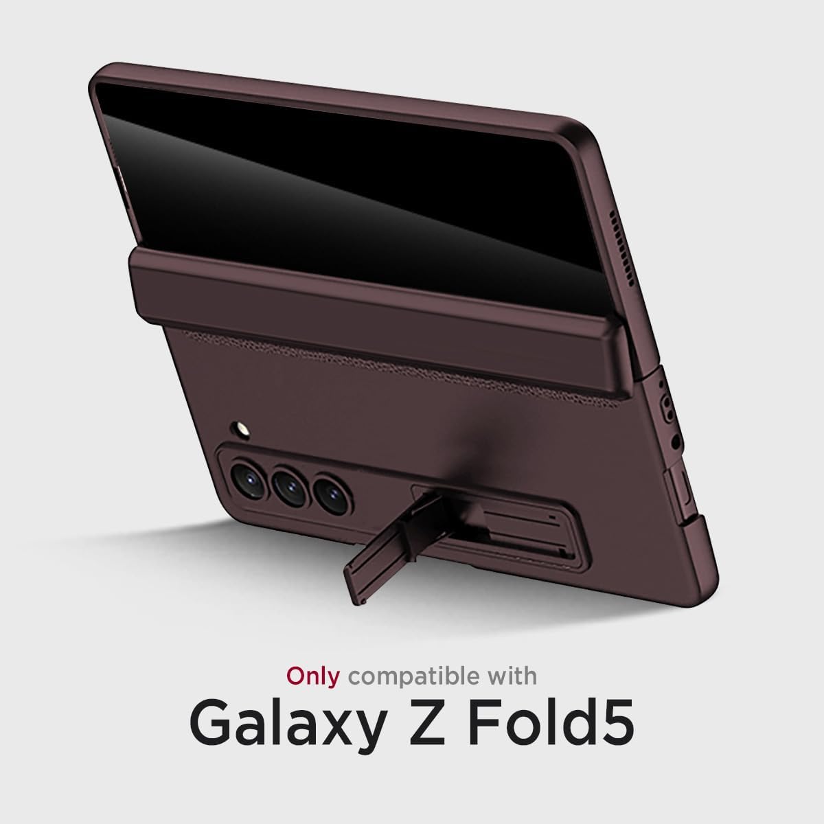 Miimall for Samsung Galaxy Z Fold 5 Case with Privacy Screen Protector, Built-in Convenient Adjustable Kickstand & Magnetic Hinge Protection All-Inclusive Protective Case for Galaxy Z Fold 5 Wine Red
