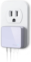 Nekmit USB C Charger, Thin Flat 52W 4-Port Fast Wall Charger with Two 20W Power Delivery and 2 USB Port for iPhone 14/14 Pro/14 Pro Max, Galaxy, Pixel, iPad Pro, AirPods Pro and More, Purple