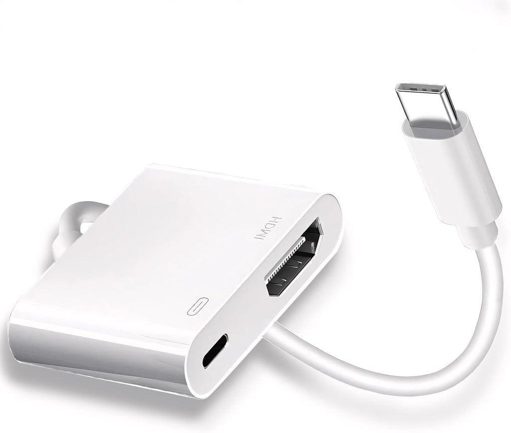 USB C to HDMI for TV, 4K@60Hz Type C to HDMI Adapter with Charging Port, iPhone to Hdmi to USB C Adapter Compatible for iPhone 16/15 Series/iPad Pro/Galaxy/MacBook Pro to HDTV Projector