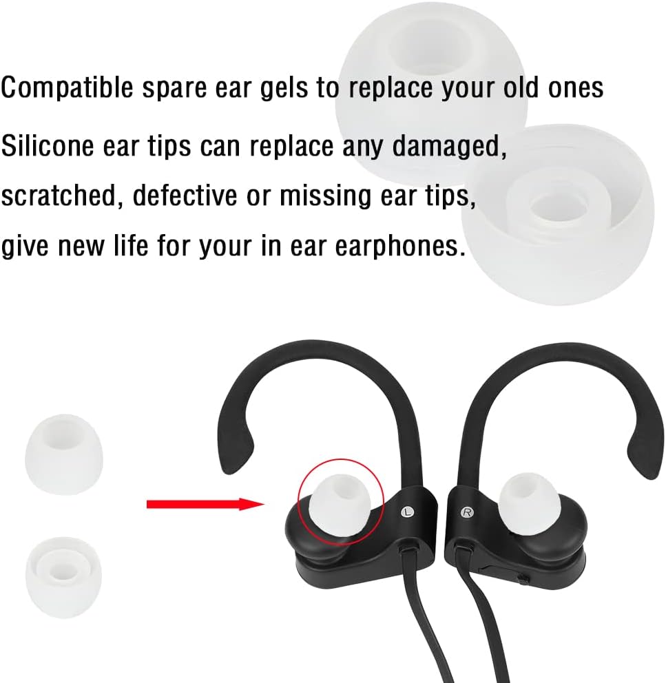 Silicone Small Replacement Earbud Tips Eartips for in- Ear Headphones Rubber Tips Earbud Replacement Earbuds Cap 10 Pairs (White)