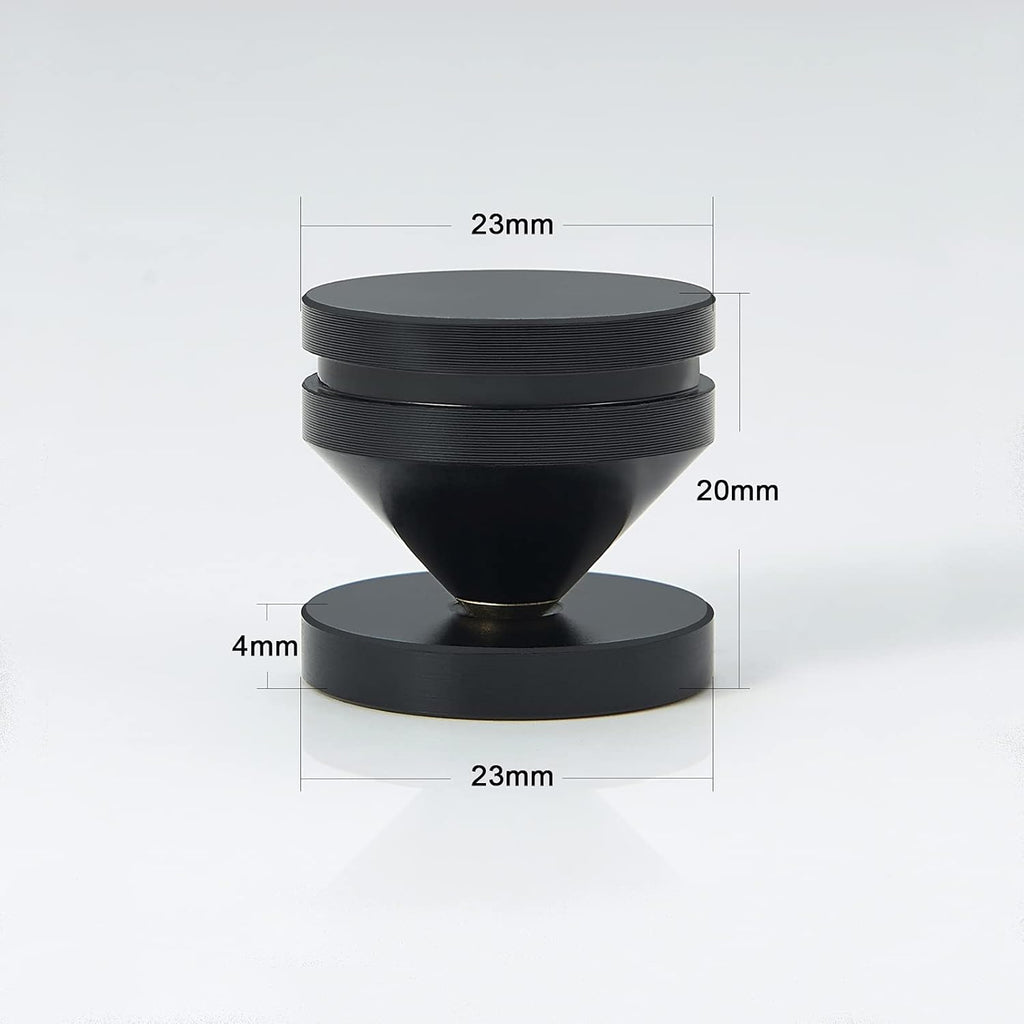 Speaker Spikes Floor Protectors 8pcs, Light Weight Shockproof Speaker Isolation Stand Feet for HiFi Amplifier, Subwoofer, DAC Recorder, Turntable, Cone Base Pad with Adhesive, Black