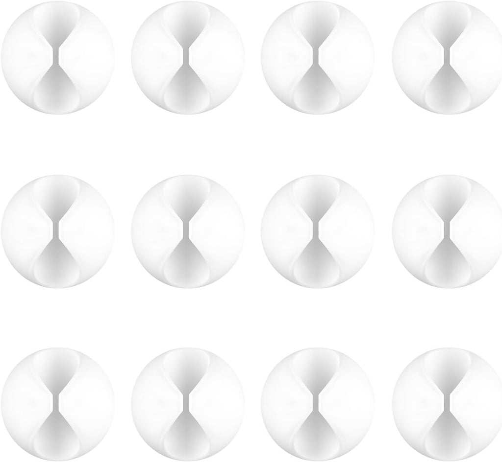 12 Pack Cable Clips, Znben Wire Organizer Holder Adhesive Cord Management Charger Wire Holder Clips for Desk, Home, Office, Car, Cubicle, Nightstand White