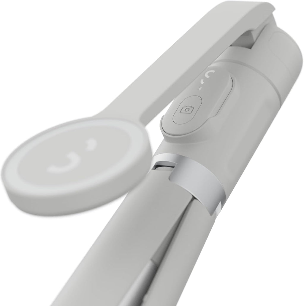 ShiftCam SnapStand Max – Magnetic Selfie Stick & Tripod – Compact, Foldable & Extendable with Tilt Head and Magnetic Bluetooth Remote (Stone, SnapStand Max)