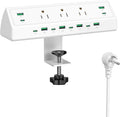 Jgstkcity 90W Desk Clamp Power Strip,12 USB Ports (6 PD 45W USB-C),Surge Protector,ETL Listed Power Hub Extension Cord,Fast Charging Station for Home Office Desk Edge Mount (White, 12 USB-90W)