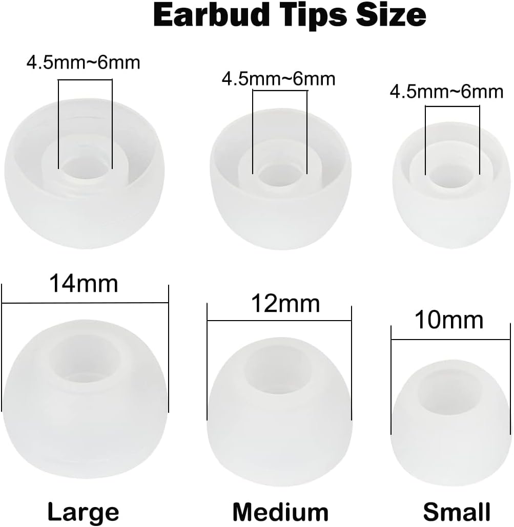 Earbud Tips - Replacement Earbud Covers & Headphone Earpads - Compatible With Powerbeats 2/3, LG & Samsung Earbuds - White, 9 Pairs