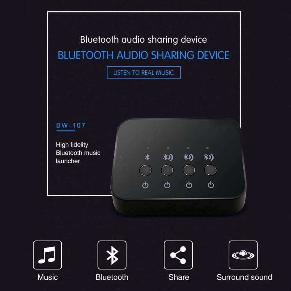Bluetooth 4.0 Audio Sharer Audio Adapter 3.5mm Wired Stereo Music Sharing Device 1 in 3 Out Bluetooth and Audio Cable Connection Mode