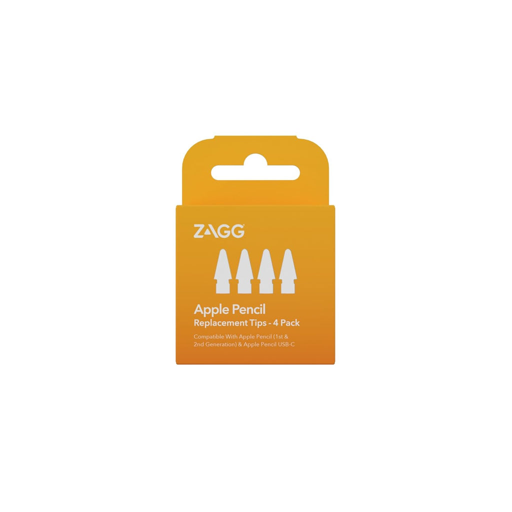 ZAGG Replacement Tips for Apple Pencil 1st Gen, 2nd Gen, & USB-C - Pack of 4, Smooth Writing, Perfect Friction, White