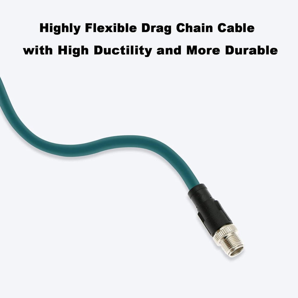 Alvin's Cables M12 8 Pin Male to RJ45 Shielded Ethernet Cable M12 X Coded 8 Position Cat6a Cable for Cognex Industrial Camera 8M/26ft