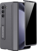 Miimall for Samsung Galaxy Z Fold 5 Case with Privacy Screen Protector, Built-in Adjustable Kickstand & Magnetic Hinge Protection All-Inclusive Protective Case for Galaxy Z Fold 5 5G(Grey)