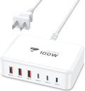 USB C Fast Charger, 100W GaN 6 Port USB C Fast Charging Station Hub Block Cube, QC USB A and PD USB c Wall Charger Power Multiple USB Charger Plug for iPhone 16 15 14 13 12 Pro Max, MacBook, Samsung