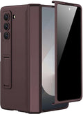 Miimall for Fold 6 Case with Privacy Screen Protector, Z Fold 6 Phone Case Stand, Heavy Duty, Full-Body Magnetic Hinge Protection Shockproof All-Inclusive Cases for Galaxy Z Fold 6 Wine Red