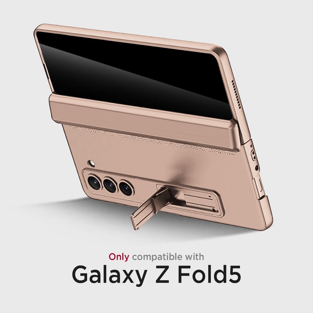 Miimall for Samsung Galaxy Z Fold 5 Case with Privacy Screen Protector, Built-in Adjustable Kickstand & Magnetic Hinge Protection All-Inclusive Protective Case for Galaxy Z Fold 5 5G(Champagne Gold)