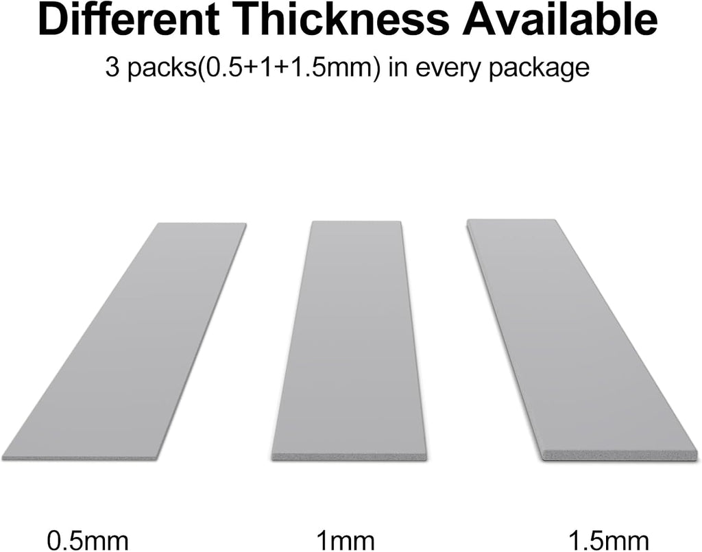 Aairhut 3 Pack 13 W/m.K Thermal Pads M.2, 70 x 20 mm x [0.5 mm + 1 mm + 1.5 mm] Highly Efficient Thermal Conductivity Silicone Cooling Pads for Laptop Heatsink CPU GPU SSD IC LED Cooler