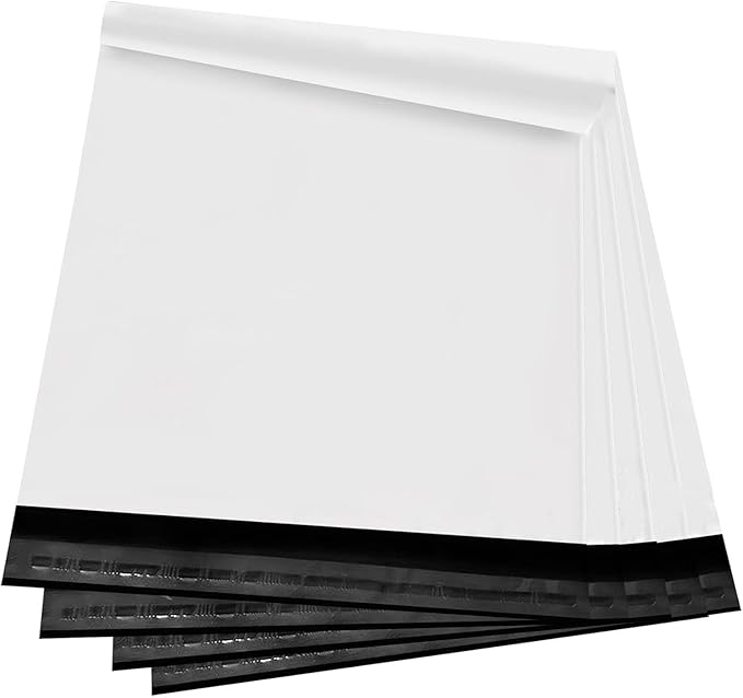 White Poly Mailers 10x13 Inch, 50 Pack | Self-seal shipping bags by Unknown
