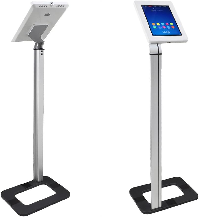 Pyle Tablet Metal Security Stand Holder, Adjustable Clamp-Style Arm, Fits iPad and Other Tablets, Works with Key, Anti-Theft Design, Floor Standing, 7.4" x 10.2"